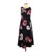 Ann Taylor Casual Dress - Midi Crew Neck Sleeveless: Black Floral Dresses - Women's Size 2