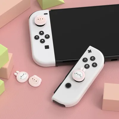 PlayVital Joystick Caps for Nintendo Switch & Switch Lite, Thumb Grips for Nintendo Switch OLED - Cosplaying Kitten & Puppy