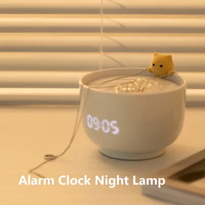 Night Lamp Alarm Clock Smart Control LED Digital Clock Electronic Desk Table Clock Cute Cat For Children Kids Home Decoration