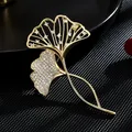 Retro elegante Ginkgo blatt Broschen für Frauen Hochzeits feier Blumen broschen Pin Mode Bijouterie