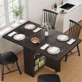 47.2 inch Modern Folding Dining Table with Drop Leaf and 2 Storage Racks - 47.2"D x 23.6"W x 31.9"H