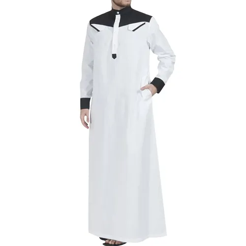 Muslimische Mode Jubba Thobe traditionelle muslimische Kleidung Kontrast farbe muslimische Robe