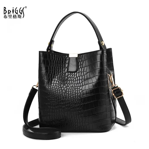 BRIGGS Vintage Eimer Taschen Frauen Krokodil Leder Umhängetaschen Luxus Handtaschen Damen Hand