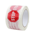 FindTape Printed Carton Sealing Tape (BOPP-LEG): 3 in. (72mm actual) x 110 yds. (White with Red STOP - If Seal Is Broken printing)