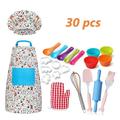 Augper Wholesaler 30Pcs/set Kids Baking Set Baking Tools Cooking Set Includes Kids Apron Chef Hat