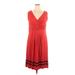 Lands' End Casual Dress - A-Line V-Neck Sleeveless: Red Dresses - Women's Size 1X