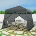 INTER HUT 10x10 Pop up Canopy Tent with Mesh Netting Slant Leg Instant Screened House Gazebo Gray