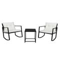 Single 2 Pieces Coffee Table Exposed Rocking Chair Three-Piece Set Black