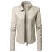 JDEFEG Flat Collar Jacket Womens Long Sleeve Leather Jacket Motorcycle Leather Jacket Pu Leather Jacket Fashion Womens Jacket Coat Women Winter Coat Pu White Xxl