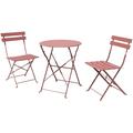 Premium Steel Patio Bistro Set Folding Outdoor Patio Furniture Sets 3 Piece Patio Set of Foldable Patio Table and Chairs Rose Dawn