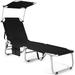 Tanning Chair Foldable Beach Lounge Chair with 360Â°Canopy Sun Shade Side Pocket 5-Position Adjustable Outdoor Beach Chaise Recliner for Patio Pool Yard Lawn (1 Black)