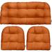 3 Piece Wicker Cushion Set | All Weather Sunbrella Solid Color Fabric | Tufted Reversible Loveseat Chair Pads | Loveseat 44â€�X22â€�; 2 U-Shape Cushions 22â€�X22â€� |