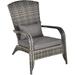 Patio Wicker Adirondack Chair Outdoor All-Weather Rattan Fire Pit Chair w/Soft Cushions Tall Curved Backrest and Comfortable Armrests for Deck or Garden Gray