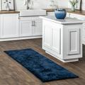 nuLOOM Loni Solid Machine Washable Shag Runner Rug 2 6 x 8 Navy