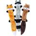 Skinny Peltz No Stuffing Squeaky Plush Dog Toy Fox Raccoon and Squirrel
