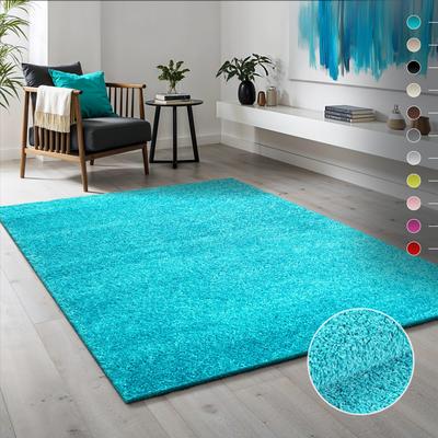 Hochflor-Läufer SANAT "LOCA" Gr. 12, blau (aquablau), B:80cm H:30mm L:250cm, Kunstfaser, Teppiche, Wohnzimmer, Langflor, Shaggy, Schlafzimmer Image