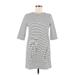 Zara W&B Collection Casual Dress - Shift Crew Neck 3/4 sleeves: Gray Print Dresses - Women's Size Medium