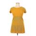 Old Navy Casual Dress - A-Line Crew Neck Short sleeves: Yellow Print Dresses - Women's Size 14