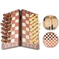 Magnetic Chess Set Wooden Folding Chess and Checkers Board Game Educational Toys for Adults