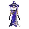 Game Character Lisa Cosplay Costume Outfit Skirt Stockings Halloween Party,Purple-L