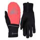 TrailHeads Women's Touchscreen Gloves with Reflective Waterproof Mitten Shell - Convertible Running Gloves - Black/Bright Coral - Reflective - medium/large