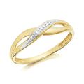 F.Hinds 9ct Gold Two Colour Diamond Crossover Ring - EXCLUSIVE