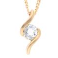 Jollys Jewellers Women's 9Carat Yellow Gold Aquamarine Pendant (6x6mm) w/ 18.25" Curb Chain (1mm Wide)