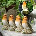 JeeYee Solar Birds Lights Outdoor Statues - 4 Pack Christmas Decorations Solar Animals for Garden Figurines Indoor Solar Light, Bird Lamps Home Decor Unique Gift for Patio, Yard, Lawn Ornament
