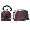 Ovation Plum Classic Breakfast Set - 2200W Dome Kettle with 1.8L Capacity & Strix Control Integrated Boil Dry Protection | 1500W 2 Slice Multi Function Toaster