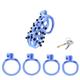 AMAZBEE Male Penis Cage Chastity Device Set with 4 Cockrings Breathable Chastity Devices Removable Penis Spikes,Bondage Extreme Chastity Sex Toy for Men (Blue-A5L-Plane)