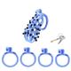 AMAZBEE Male Penis Cage Chastity Device Set with 4 Cockrings Breathable Chastity Devices Removable Penis Spikes,Bondage Extreme Chastity Sex Toy for Men (Blue-A5L-Arc)