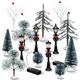 14 Pcs Christmas Accessories Village Figurine Miniature Pine Trees Snow Artificial Christmas Trees Bare Branch Trees Street Lights Lamps for Xmas DIY Crafts Winter Room Landscape (Exquisite Style)