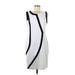 Calvin Klein Casual Dress - Shift Scoop Neck Sleeveless: White Solid Dresses - Women's Size 10