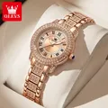 OLEVS-Montre à quartz diamant pour femme bracelet en acier inoxydable montre-bracelet en or rose