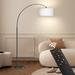 Ebern Designs Asem 78.7" Black Arched/Arc Floor Lamp w/ Remote Control, LED Bulb Included, & Big Drum Shade in Gray | Wayfair