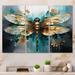 August Grove® Teal Animal Turquoise Dragonfly Drips I On Canvas 3 Pieces Print Metal in Blue/Green | 32 H x 48 W x 1 D in | Wayfair