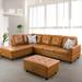 Yellow/Brown Sectional - Latitude Run® Elsiana 3 Piece Faux Modular Living Room Set, Couch Set Faux | 33.5 H x 97 W x 30.5 D in | Wayfair