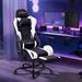 ECOTOUGE Adjustable Reclining Ergonomic Faux Leather Swiveling PC & Racing Game Chair w/ Footrest Faux Leather in White/Black | Wayfair WFKEAF003WH