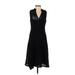 Anthropologie Casual Dress - Midi V Neck Sleeveless: Black Print Dresses - Women's Size 2