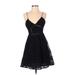 BB Dakota Cocktail Dress - Mini Plunge Sleeveless: Black Solid Dresses - Women's Size 0