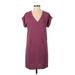 Vince. Casual Dress - Shift V Neck Short sleeves: Burgundy Print Dresses - Women's Size X-Small