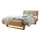 TJARK Modernes Massivholzbett 180x200, Fichte - Komfortables & hochwertiges Balkenbett mit gepolstertem Kopfteil - 186 x 89 x 219 cm (B/H/T)