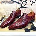 Scarpe in pelle da uomo di marca di lusso rosso nero stringate a punta DERBY OXFORD PRINT CASUAL