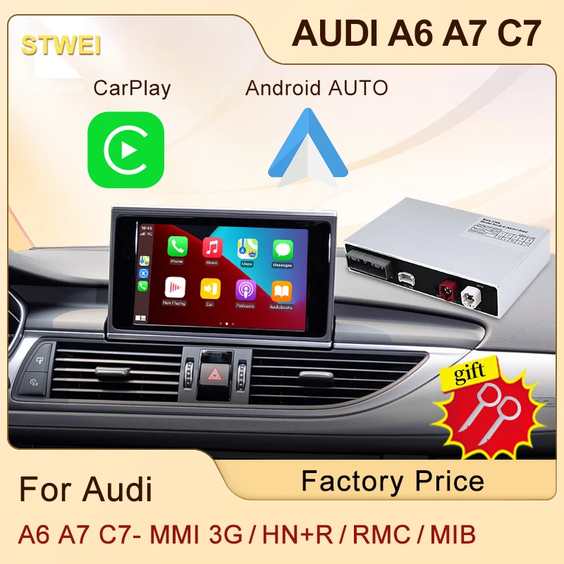 Drahtlose CarPlay Für Audi A6 A7 C7 MMI 3G HN + R 2009-2015 RMC 2012-2018 MIB 2016-2018 Auto Spielen Android Auto Reverse Kamera Image