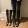 2021 neue Winter Leder Frauen Kniehohe Stiefel Motorrad Karree Zip Schuhe Low Heels Weibliche Reitstiefel Frau Lange Stiefel 9
