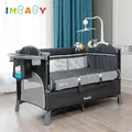 Brotish Baby Bett Anpassungsfähig zu Spleißen Bett Krippe Pendel Falten Cradle Abnehmbare Tragbare