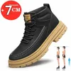 Große Größe Männer Stiefel Aufzug Schuhe Hohe Qualität Leder Stiefeletten Versteckte Heels Erhöhung