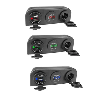 2.1a Dual-USB-Auto ladegerät 12V/24V Zigaretten anzünder Steckdose Voltmeter mit 3 Löchern Zelt Image