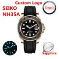 Custom Luxury Men's Automatic Mechanical Yacht Watch Waterproof Clock Ceramic Bezel Rose Gold Rubber