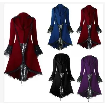 Frauen Mittelalter Steampunk Viktorianische Frauen Gothic Jacke Edle Gericht Vintage Kleid Halloween Karneval Party Cosplay Kostüm Spitze Image